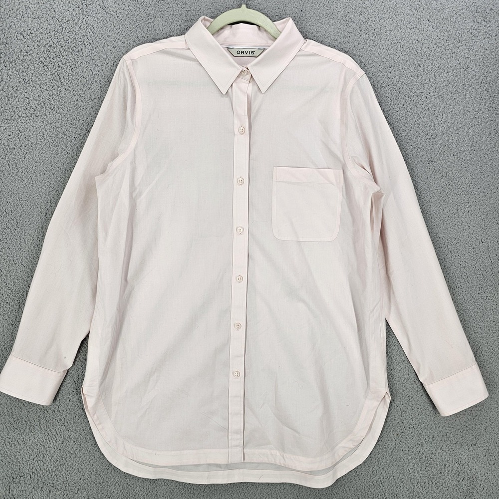 Orvis Dress Shirt Womens 16 Pink Stretch Button Up Long Sleeve Casual Blouse